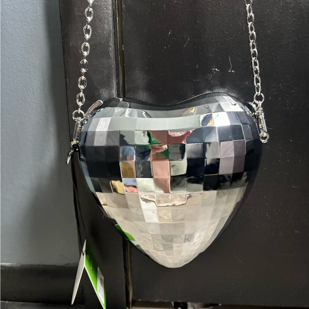 NWT Kate Spade x Target Silver Heart-Shaped Disco Ball Purse